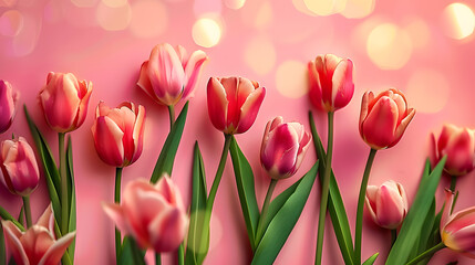 Obraz premium pink tulips on a pink background