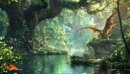 Fantasy Mythical Creature Sanctuary: A mythical creature sanctuary set with magical creatures, enchanted forests, and mystical encounters for fantasy creature shows