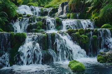 Envision a lush waterfall cascading down moss-covered rocks, a natural wonder that thrives in the midst of spring