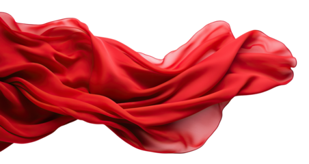 Floating elegant red fabric, cut out