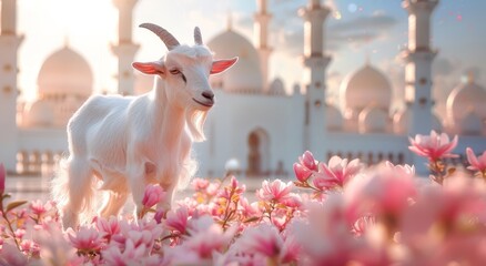Goat Qurban Eid al adha mubarak festival islamic background Generated with Ai Tools