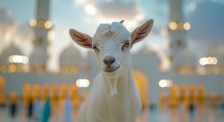 Goat Qurban Eid al adha mubarak festival islamic background Generated with Ai Tools