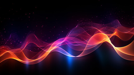 Vibrant Abstract Wavy Background in Dark Theme with Red and Purple Hues