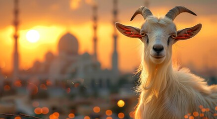 Goat Qurban Eid al adha mubarak festival islamic background Generated with Ai Tools