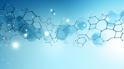 Fototapeta premium Elegant Blue Science Network Background with Geometric Connection Lines