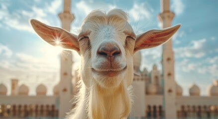 Goat Qurban Eid al adha mubarak festival islamic background Generated with Ai Tools