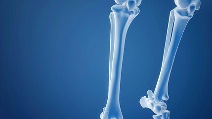 Human Skeleton Tibia and Fibula Bone Anatomy with space for text background. generative ai