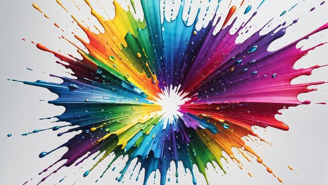 A Vibrant Exploding Splash Of Prismatic Hues Resembling A Pride Rainbow. Generative AI