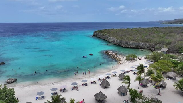 Daaibooi Beach At Willemstad In Netherlands Curacao. Beach Landscape. Caribbean Island. Willemstad At Netherlands Curacao. Seascape Outdoor. Nature Tourism.