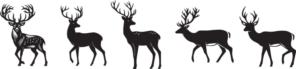 silhouette of deer set on transparent background