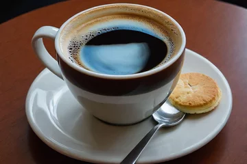 Crédence de cuisine en verre imprimé Bar a café Coffee cup of hot coffee at coffee shop