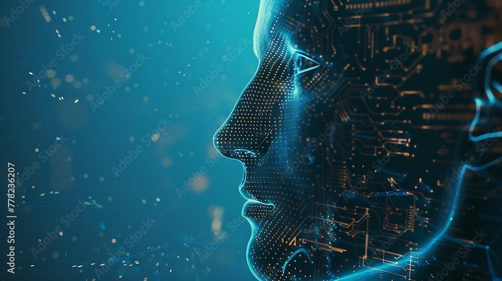Fototapete Generative AI : Big data and artificial intelligence concept. Machine learning and cyber mind domination concept