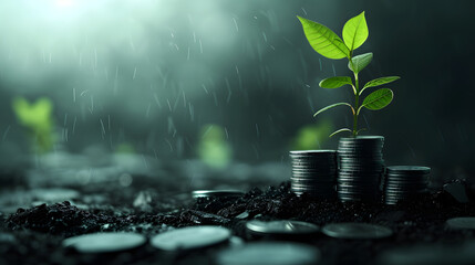 investment concept and depicted by growing leaf shoots, suitable for financial illustrations and investment concepts