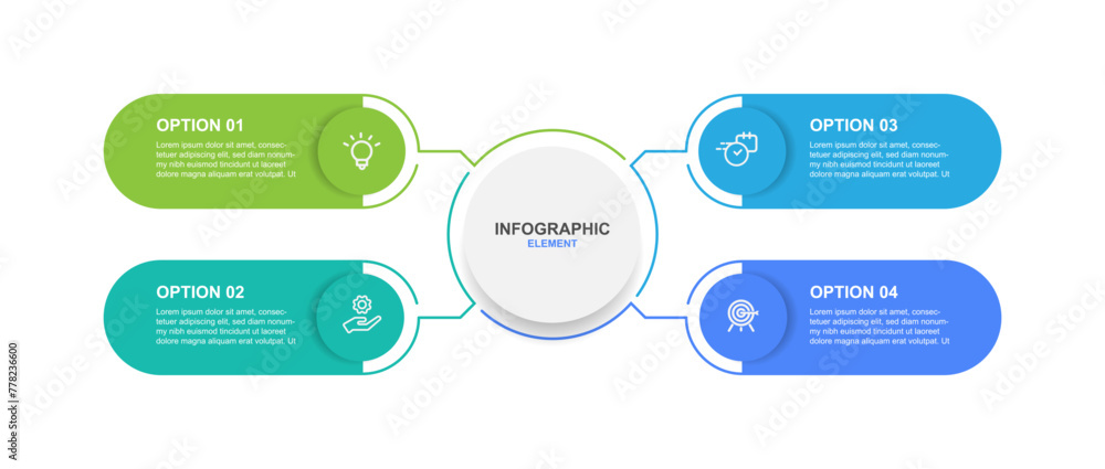 Poster Design template infographic vector element with 4 line step  on circle concept suitable for business information and web presentation