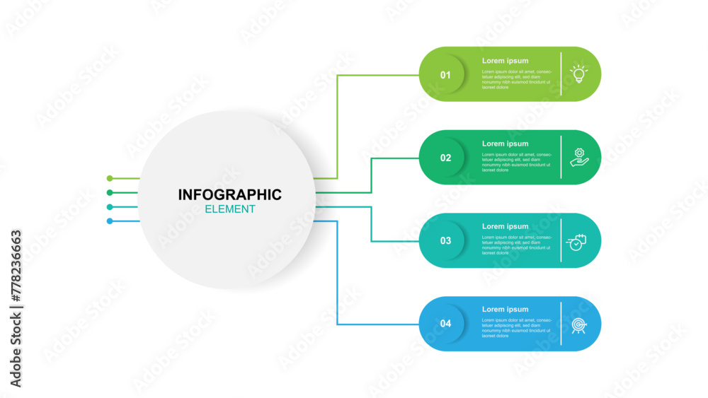 Poster Infographic template vector element with 4 line step and circle concept suitable for web presentation and business information