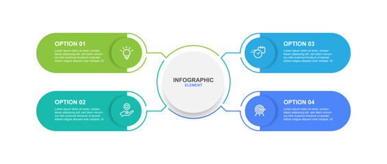 Design template infographic vector element with 4 line step  on circle concept suitable for business information and web presentation