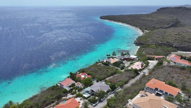 Cas Abao Beach At Willemstad In Netherlands Curacao. Beach Landscape. Caribbean Island. Willemstad At Netherlands Curacao. Seascape Outdoor. Nature Tourism.