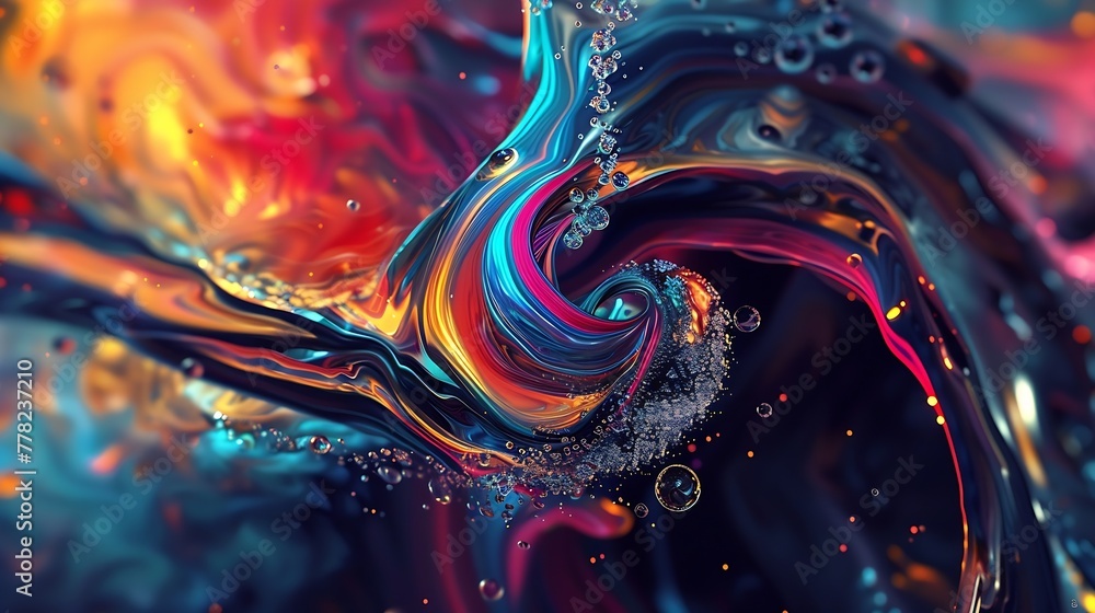 Fototapete Generative AI : A Mesmerizing 3D Abstract Multicolor Visualization