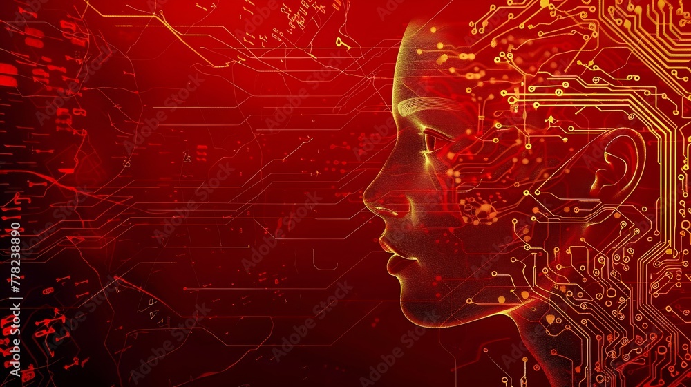 Poster Generative AI : Big data and artificial intelligence concept. Machine learning and cyber mind domination concept