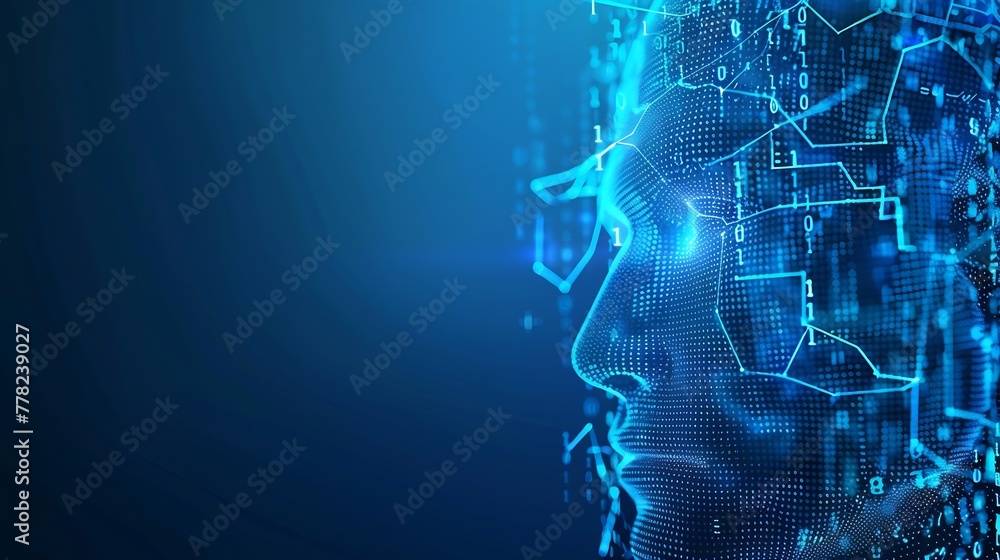 Poster Generative AI : Big data and artificial intelligence concept. Machine learning and cyber mind domination concept
