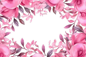 Illustration watercolor Floral Blossom Background with Leaves, floral border, on transparent background with png file. Cut out background.