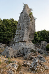 Araklis, a huge monolith near the village of Anogi at the island of Ithaka in Epirus, Greece - 778240221