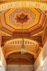 Bahia Palace with Traditional Arabic Tiles and Fountain, Marrakesh in Morocco.