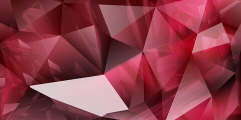 Abstract background of crystals in red colors with highlights on the facets and refracting of light