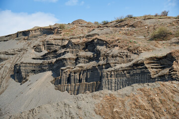 Sand quarry in Altai. Extraction of sand for road works on the ancient terrace of the Katun River - 778242251