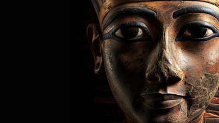 Fototapeta na wymiar Ancient Egyptians Philosopher, very attractive face with black background.