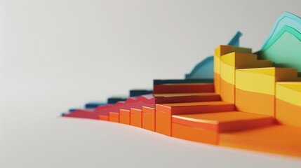 Stacked area chart showing historical asset class performance over inflation hyper realistic