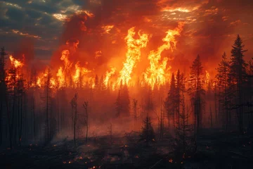 Foto op Plexiglas Massive wildfire wreaks havoc on forest ecosystem © Oleksandr