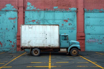 Delivery Truck Delivery truck parked at a loading dock for cargo transfer