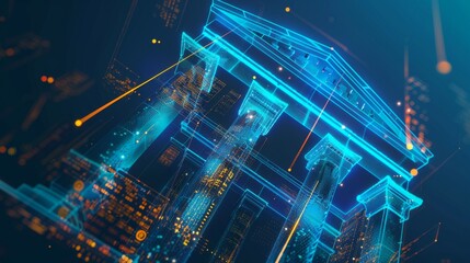 Blockchain in Banking Diagram illustrating how blockchain technology is applied in banking operations, enhancing security and efficiency no dust