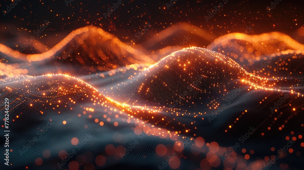 Poster abstract digital waveforms depicting advanced communication technology