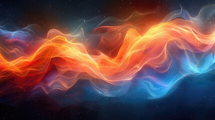 Abstract digital artwork of swirling waves of energy blending together, futuristic design