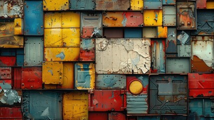 Abstract digital artwork representing the concept of circular economy in construction, with recycled materials and zero waste principles