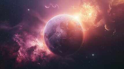 Obraz premium Abstract planets and space background wallpaper illustration