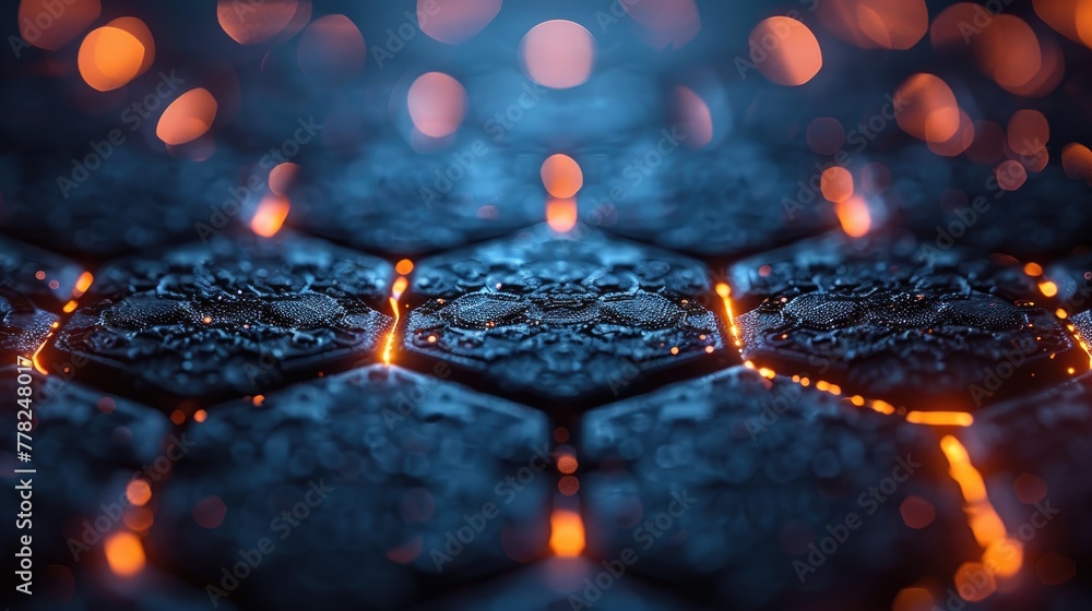 Aufkleber nano materials forming a hexagonal lattice structure, abstract and futuristic design
