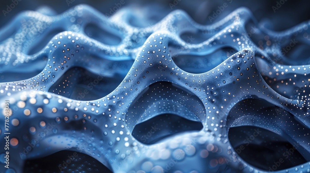 Poster nanofibers weaving together to create a strong material, intricate patterns