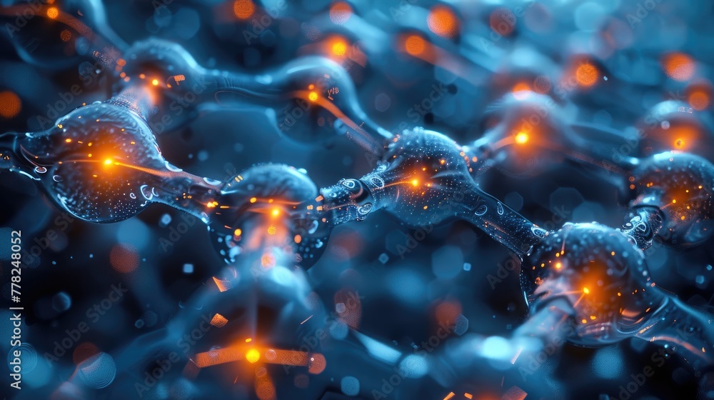 Poster nano tubes conducting electricity in a high-tech laboratory, futuristic and abstract design with met