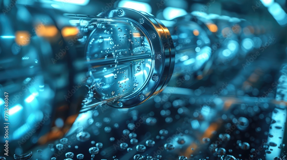 Poster nano tubes conducting electricity in a high-tech laboratory, futuristic and abstract design with met
