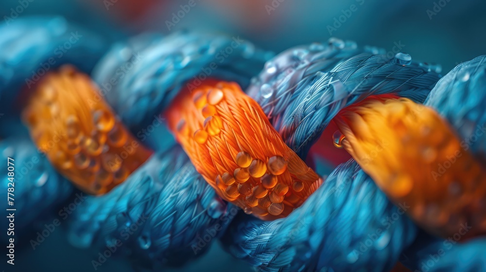 Poster nanofibers weaving together to create a textile material, detailed texture and macro shot
