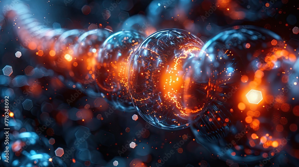Poster nano tubes conducting electricity in a high-tech laboratory, futuristic and abstract design with met