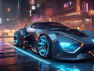 cars in the night. Generated AI