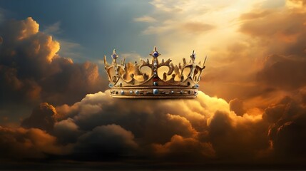 king crown on cloud. Generated AI