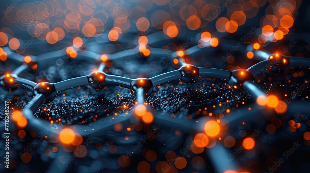 Poster nanomaterials creating a strong and flexible material, macro shot with detailed texture and composit
