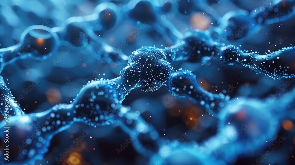 Poster nanotechnology concept with digital elements and futuristic design, abstract background theme in the
