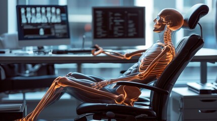 The stiffness of muscles after prolonged sitting - obrazy, fototapety, plakaty
