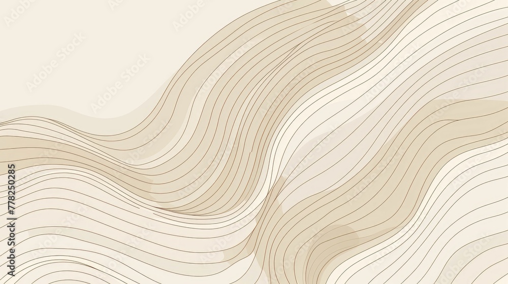 Poster undulating minimalist patterns of sleek fluid lines on neutral background